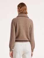 Pure Cashmere Zippered Lapel Women Sweater GOELIA