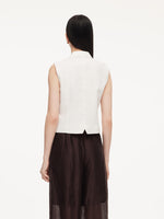 100% Linen Lapel Women V-Neck Vest GOELIA