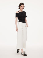 Tencel Blend Stretch One-Shoulder Women Knit Top GOELIA