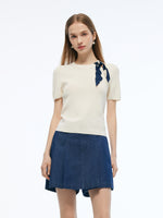 Tencel Blend Cut Out Women Knit Top GOELIA