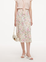 19MM Mulberry Silk Floral Print Women Skirt GOELIA
