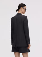 Worsted Wool Blend Notched Collar Women Blazer GOELIA