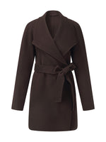 Cashmere Wool Blend Convertible Collar Women Wrap Coat GOELIA