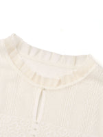 Jacquard Ruffle Neck Women Knit Top GOELIA