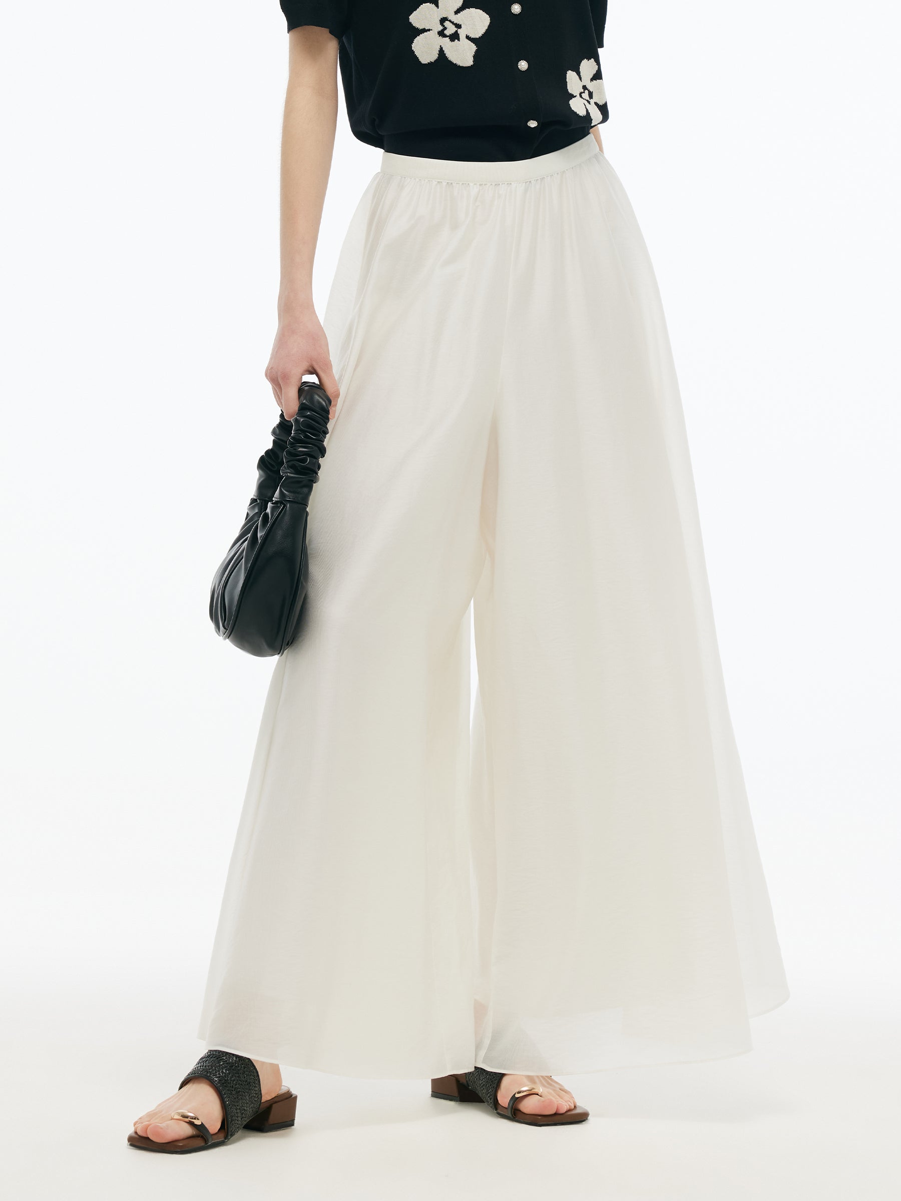 Tencel Blend A-Line Elastic Waist Women Culottes GOELIA