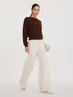 Velvet Ribbed Loose Straight Leg Women Knit Pants GOELIA