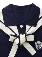 Tencel Blend Women Knit Mini Dress With Detachable Sailor Collar GOELIA