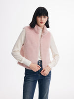 [Preview] 100% Shearling Wool Stand Collar Women Vest GOELIA