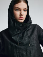 18MM Gambiered Canton Gauze Women H-Line Hoodie GOELIA