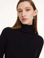 100% Wool Turtleneck Women Knit Top GOELIA