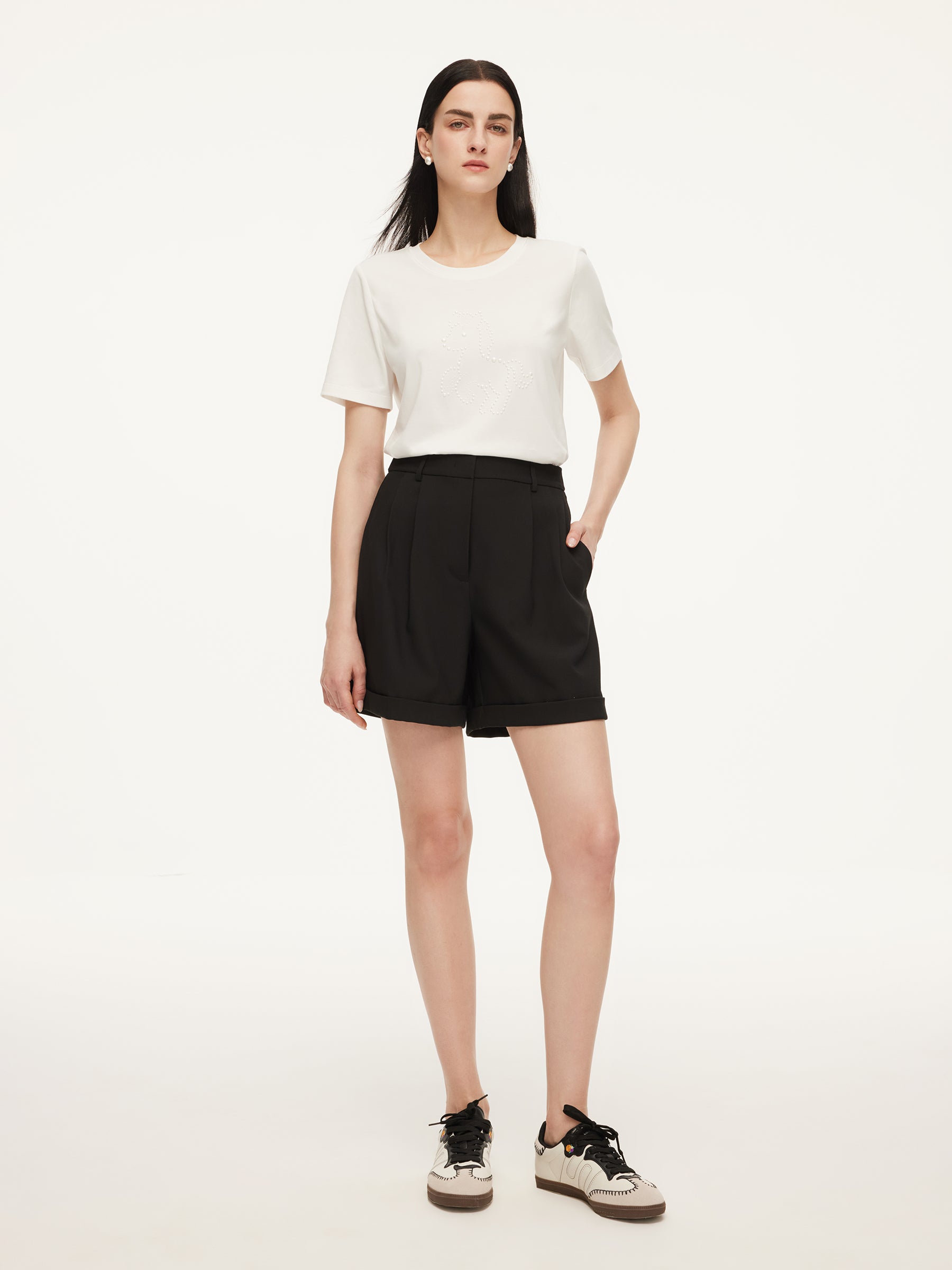 Stretch Adjustable Waist Women A-Line Shorts GOELIA