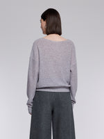 [Preview] Wool Blend Sequins Boat Neck Women Sweater GOELIA