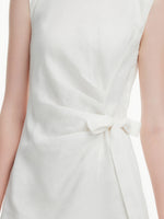 100% Linen Side Tie Women Sleeveless Maxi Dress GOELIA