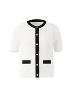 Contrast Trim Knitted Cardigan And Camisole Two-Piece Set GOELIA