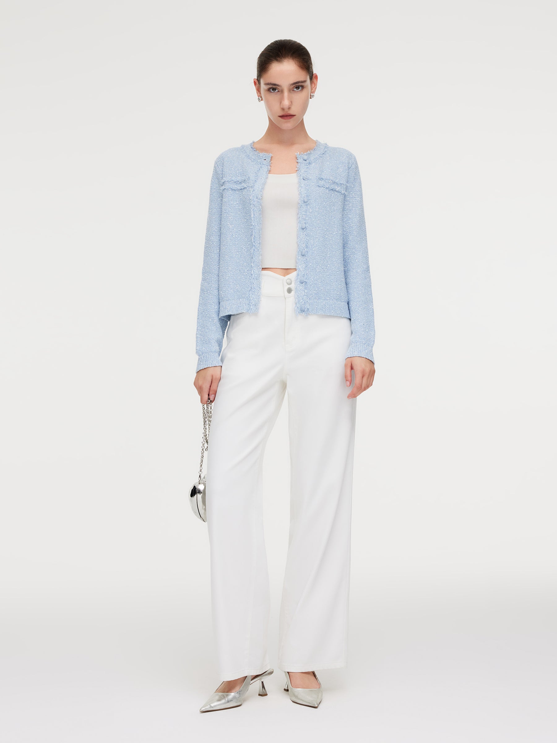 Frayed Edge Women Knit Cardigan GOELIA