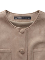 Faux Suede Vest And Knit Dress Two-Piece Set With Belt GOELIA