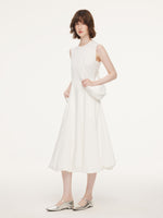 100% Cotton Bubble Hem Women Sleeveless Maxi Dress With Bag GOELIA