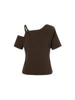 Tencel Blend Stretch One-Shoulder Women Knit Top GOELIA