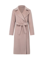 Pink Pure Cashmere Straight Lapel Women Coat GOELIA