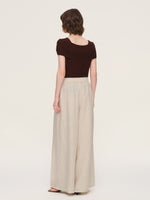 100% Linen Braided Neck Tank Top And Pants Two-Piece Set With Beaded Belt GOELIA