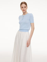 Tencel Blend Knit Top And A-Line Skirt Two-Piece Set With Detachable 3D Crochet Flowers GOELIA