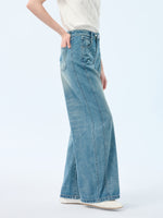 100% Cotton Denim Women Curved Leg Jeans GOELIA