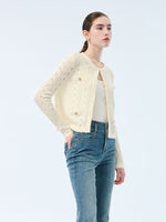 100% Wool Open Knit Women Cardigan GOELIA