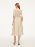 Tencel Acetate Linen Blend Women A-Line Skirt With Belt GOELIA