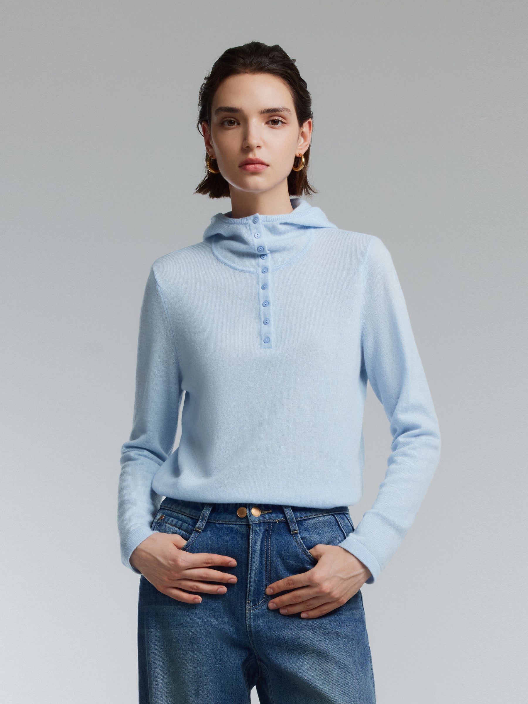 [Preview] Cashmere Wool Blend Women Hooded Sweater GOELIA
