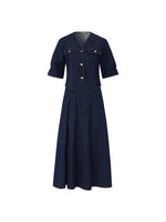 Denim V-Neck Top And Half Skirt Two-Piece Set GOELIA