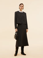100% Washable Wool Double Breasted Women Crop Jacket GOELIA