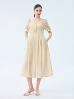 Tencel Acetate Linen Twist Front Women Maxi Dress GOELIA