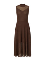 Mock Neck Sleeveless A-Line Women Pleated Maxi Dress GOELIA
