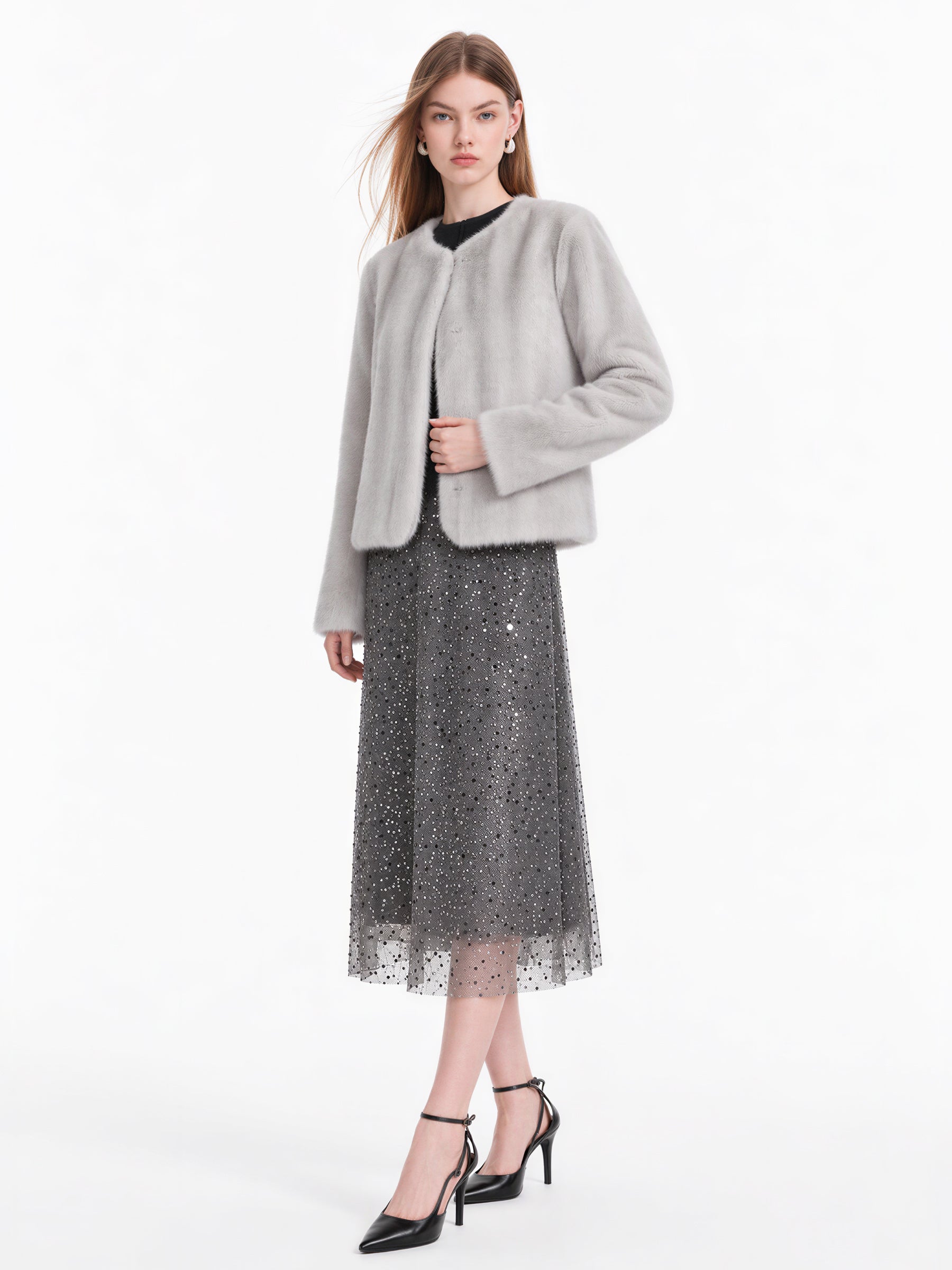 Eco-friendly Faux Fur Women H-Line Coat GOELIA