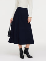 100% Wool A-Line Women Knit Skirt GOELIA