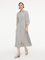 [Preview] Triacetate Blend Women Belted Maxi Shirt Dress GOELIA
