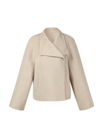 [Preview] Cashmere Wool Blend Asymmetrical Collar Women Short Coat GOELIA