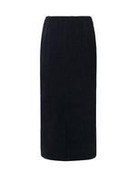 Black Straight Knitted Slit Women Skirt GOELIA
