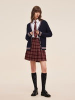 Wool Blend Contrast Trim Women Cardigan GOELIA
