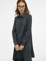Wool Blend Knit Vest And Shirt Mini Dress Two-Piece Set With Belt GOELIA