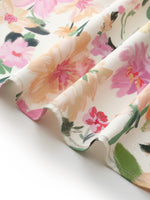 19MM Mulberry Silk Floral Print V-Neck Women Maxi Dress GOELIA