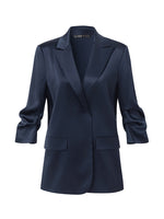 Triacetate 3/4 Ruched Sleeves Women Blazer GOELIA