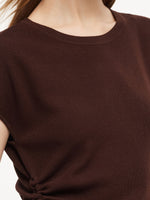 Lyocell Blend Side Drawstring Women Asymmetric Knit Top GOELIA