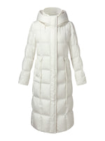 Drawstring Adjustable Waist Hooded Long Goose Down Coat GOELIA