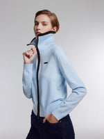 [Preview] Lyocell Wool Blend Contrast Trim Women Zip-Up Cardigan GOELIA
