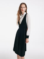 Tencel Blend Patchwork Acetate Midi Women Ruffle Dress GOELIA