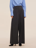 Wool Blend Women High Waisted Wide Leg Pants GOELIA