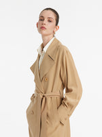 22 Momme Mulberry Silk Women Trench Coat With Belt GOELIA
