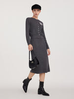 Wool Blend 3D Flower Knit Top And Skirt Two-Piece Set GOELIA
