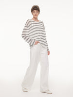 Lyocell Mulberry Silk Blend Stripe Women Knit Top GOELIA